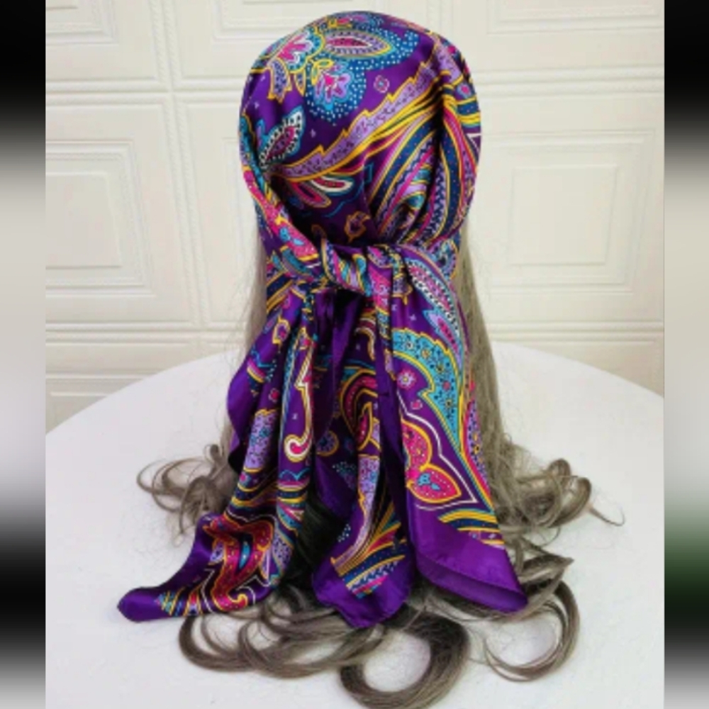 Vibrant Paisley Silky Satin Scarf